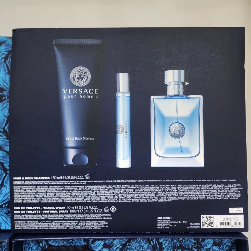 เซ็ทน้ำหอม Versace Pour Homme EDT 100 ml Gift Set 2024
