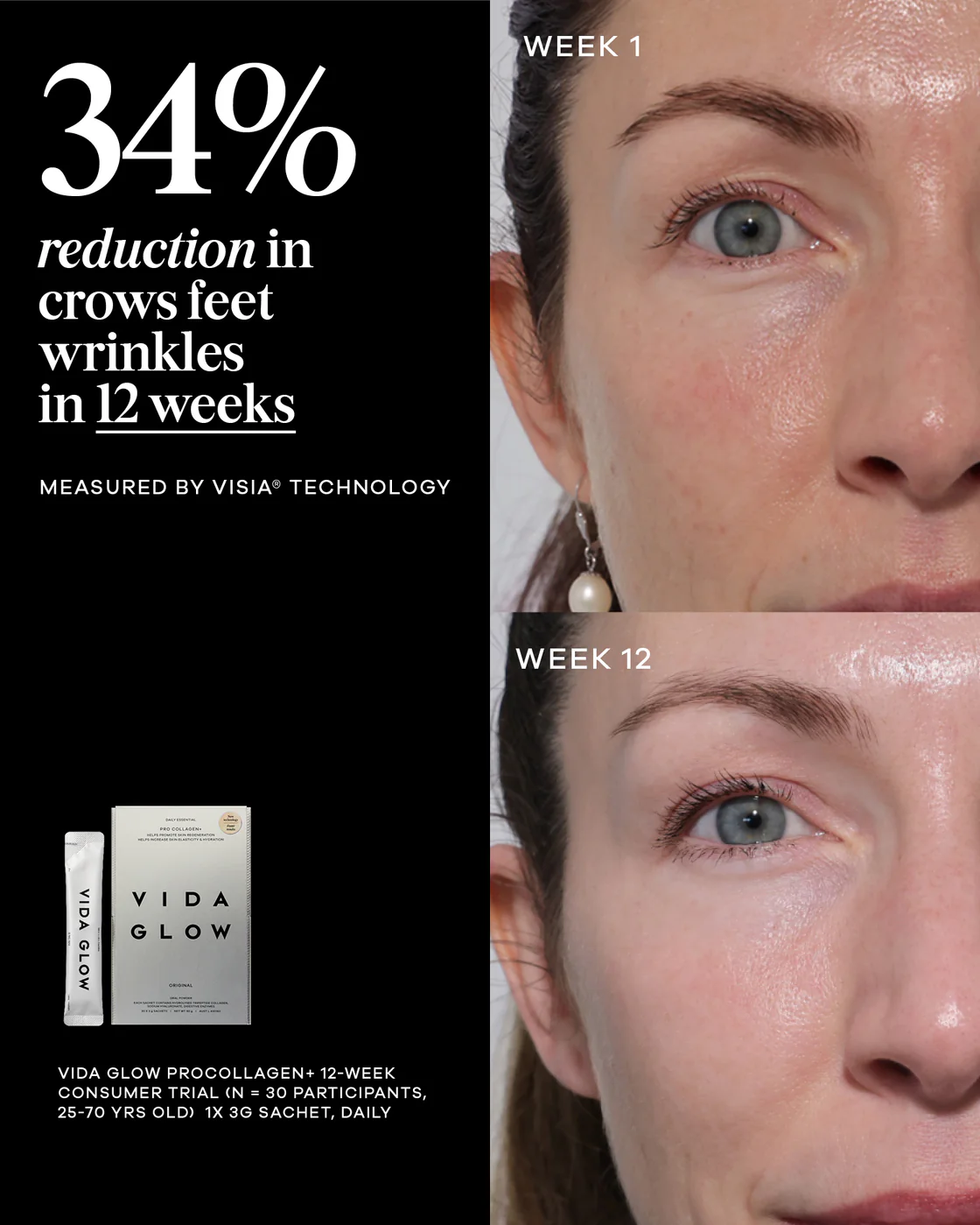 Vida Glow Pro Collagen+ Powder 30 SERVINGS (30x3g sachets) | 90g 0 กก.