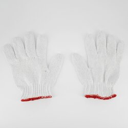 ถุงมือถักด้ายคอตตอน (ขอบแดง)