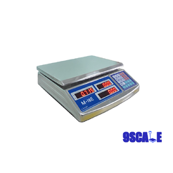 เครื่องชั่งคำนวณราคา รุ่น M-18E (LED) พิกัด 30 กิโลกรัม อ่านละเอียด 0.005 กิโลกรัม จานชั่งและตัวเครื่องทำจากสแตนเลส