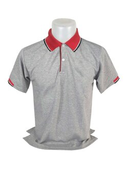 เสื้อโปโลสีเทาอ่อนท็อปดราย ปกแดง พร้อมรับผลิต