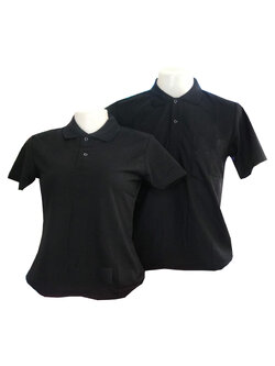 เสื้อโปโลสีดำ แขนปล่อย ไม่มีลาย ราคาส่ง 3 ตัวขึ้นไป