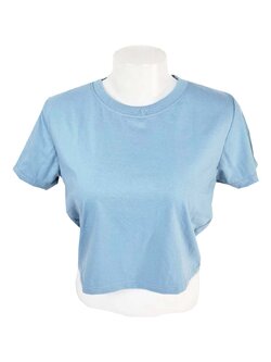 เสื้อยืดทรงครอป สีฟ้าครามเข้ม อเมริกันยีนส์ พร้อมส่ง