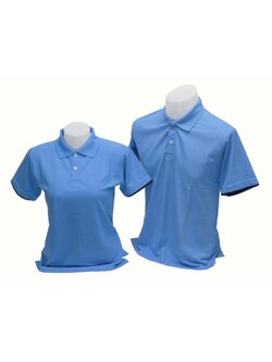 เสื้อโปโลชาย เสื้อโปโลหญิง ทีซี บลู แขนเบิ้ล ไม่มีลาย ผ้าเนื่อดี
