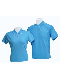 เสื้อโปโล สีฟ้า ปก แขน ทอลาย สีน้ำเงิน สีฟ้าอ่อน ราคาส่ง