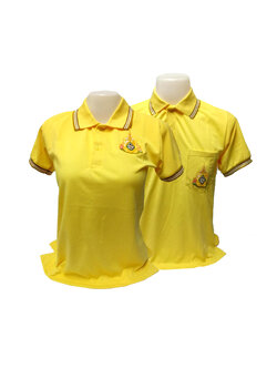 เสื้อโปโลสีเหลืองปักตราสัญลักษณ์ วโรกาสพระราชพิธีราชาภิเษก ลดล้างสต๊อก