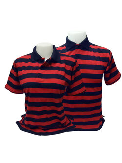 เสื้อโปโลลายทางสีแดง น้ำเงินกรมท่า