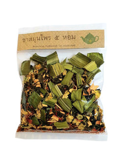 [HOM] ชาสมุนไพร 5 หอม (ตะไคร้+ใบเตยหอม+ดอกเก๊กฮวย+ดอกคำฝอย+ใบหม่อน) 40 กรัม