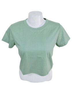 เสื้อยืดทรงครอป สีเขียวพาสเทลเข้ม พร้อมส่ง