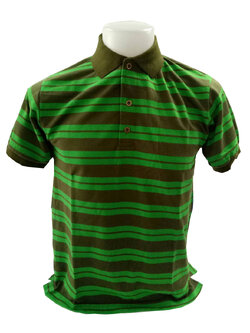 เสื้อโปโลลายทางสีเขียวขี้ม้า สีเขียวสดใส เสื้อโปโลชาย