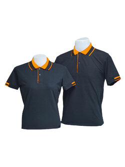 เสื้อโปโล สีดำ ปกทอสีส้มตัดกับสีดำ สวยเด่น