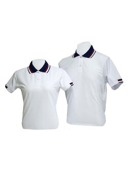 เสื้อโปโล สีขาว ปกสีน้ำเงินกรมท่า
