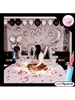 ลูกโป่งวันเกิด Happy Birthday โทนสีดำเงิน ไฟ 10 เมตร ได้ครบชุด แถมฟรีที่สูบ เปลี่ยนตัวเลขหรือโทนสีได้ (ส่งเร็วจากกรุงเทพ)