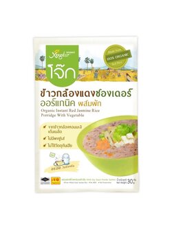 810 [ซองเดอร์] โจ๊กข้าวกล้องแดง รสผัก ยกแพ็ค (30กรัม x 6ซอง) "เจ"