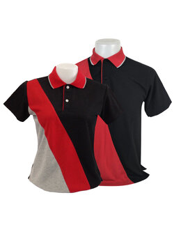 เสื้อโปโลทีซี สีน้ำเงินกรมเข้ม แต่งแบบด้วยสีส้ม ระบายความร้อนดีเยี่ยม สำเนา