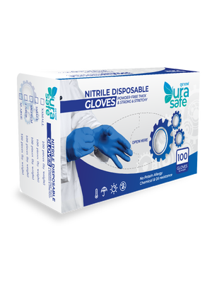 [ หน่วยกล่องเล็ก ] NVB60 ถุงมือไนไตรสีน้ำเงิน แบบหนา ยาว 9 นิ้ว หนา 4.5-5 มิล หนัก 6 กรัม (100ชิ้น/กล่อง)