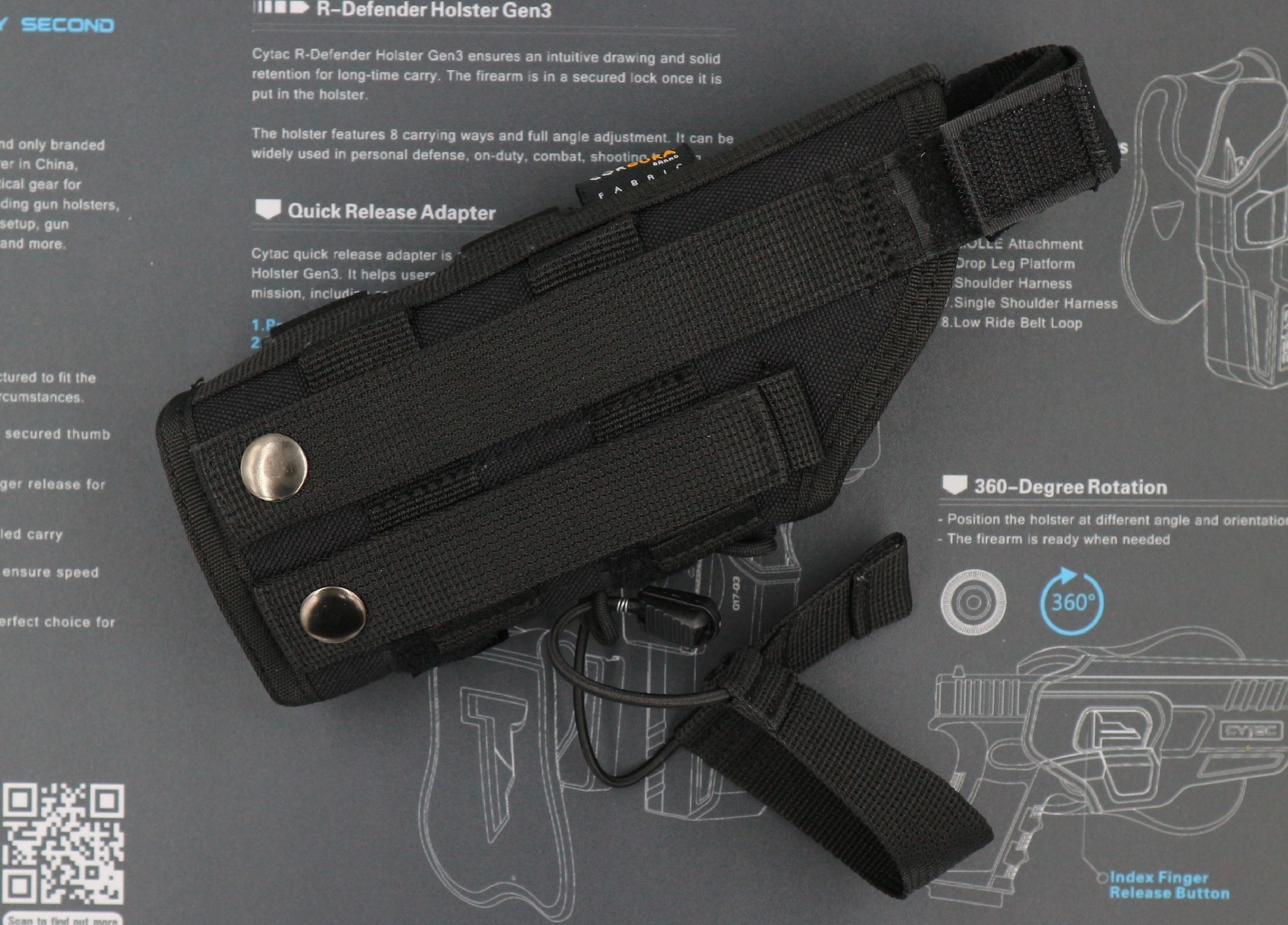 ซองปืนผ้า Cordura ติดเวส (K0280)