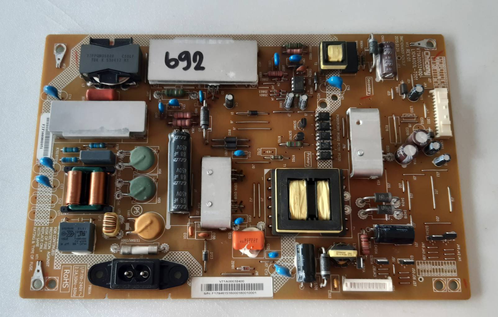อันที่ 692 TOSHIBA 50L5550VT ซัฟฟลาย V71A00032400 ดีเทสแล้ว