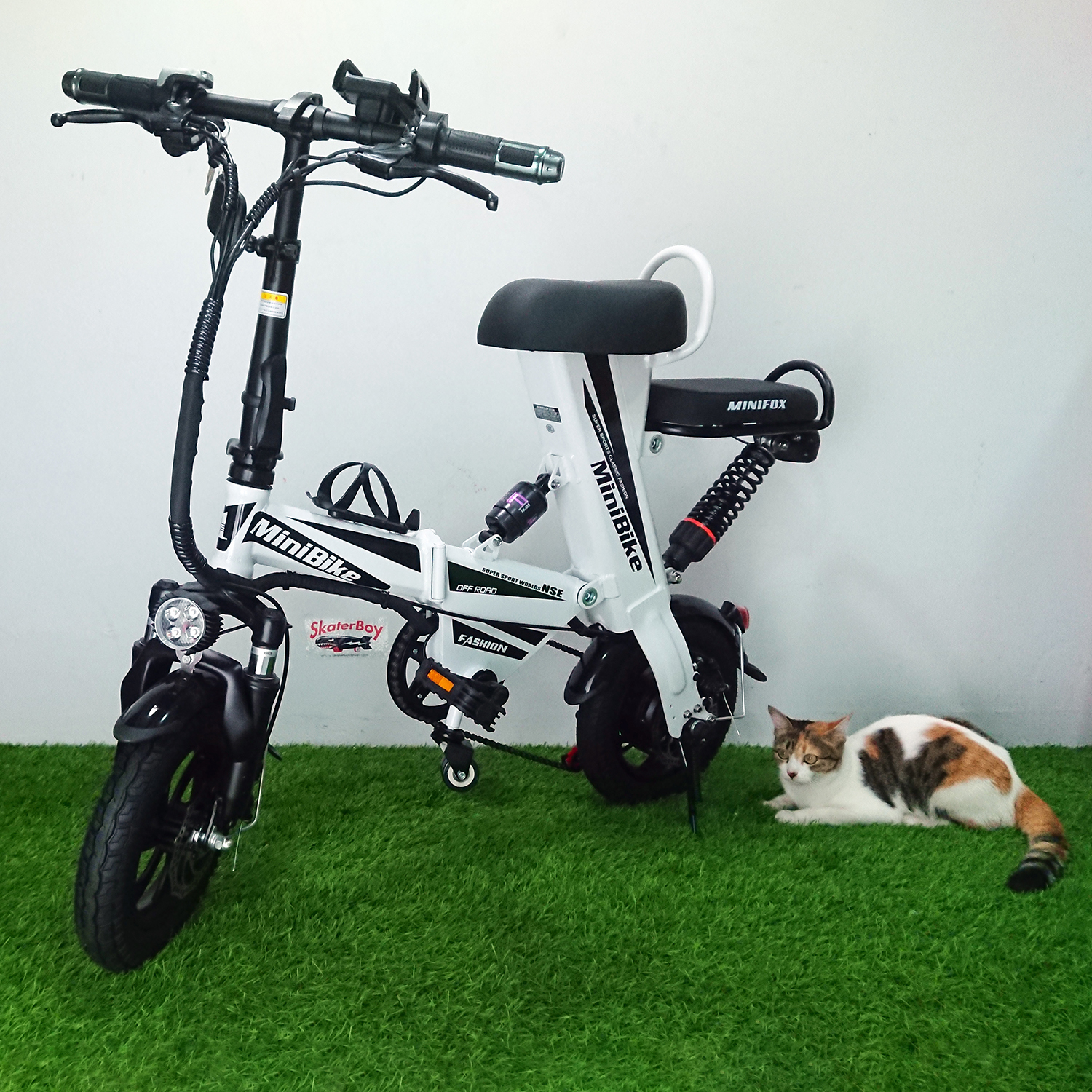 [0801] จักรยานไฟฟ้า รุ่น Mini 2ที่นั้ง พร้อมไฟเบรก แบต 48V รับประกัน6เดือน มี 3 สี ดำ แดง ขาว