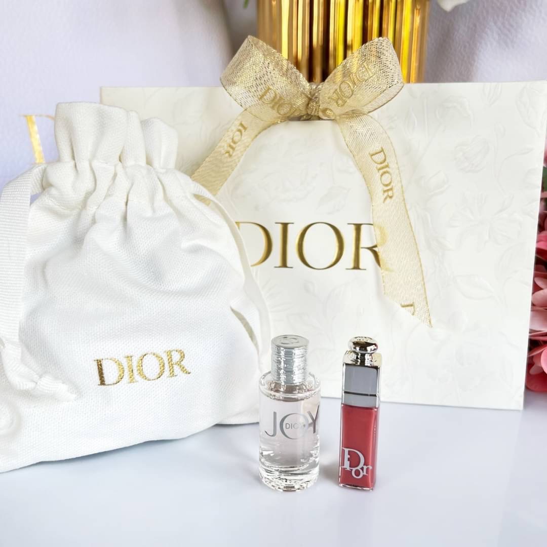 Dior Joy Miniature Set : Perfume & Lip Gloss + ถุงผ้า ( 3 Items )