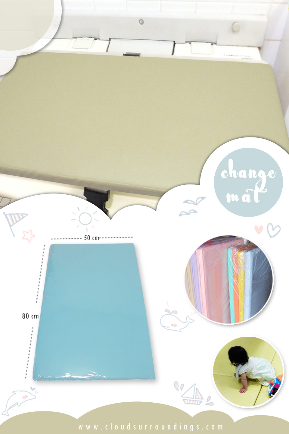 เบาะรองเปลี่ยนผ้าอ้อม 50 x 80 ซม. หนา 2 นิ้ว