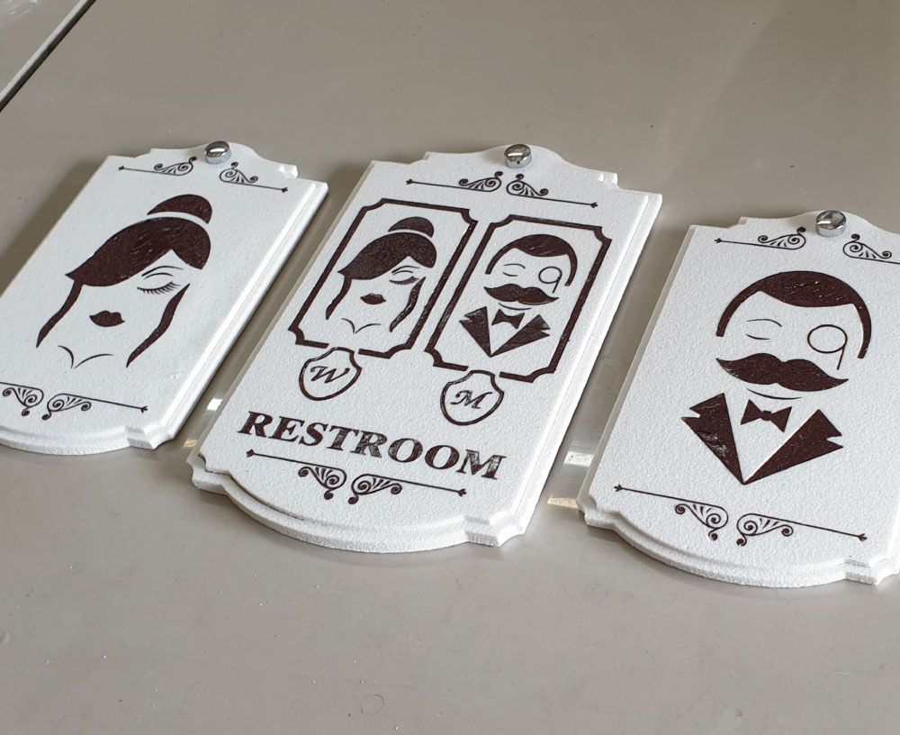 ชุดป้ายห้องน้ำวินเทจ ชายหญิง restrooms 1 ชุดมี 3 ป้าย