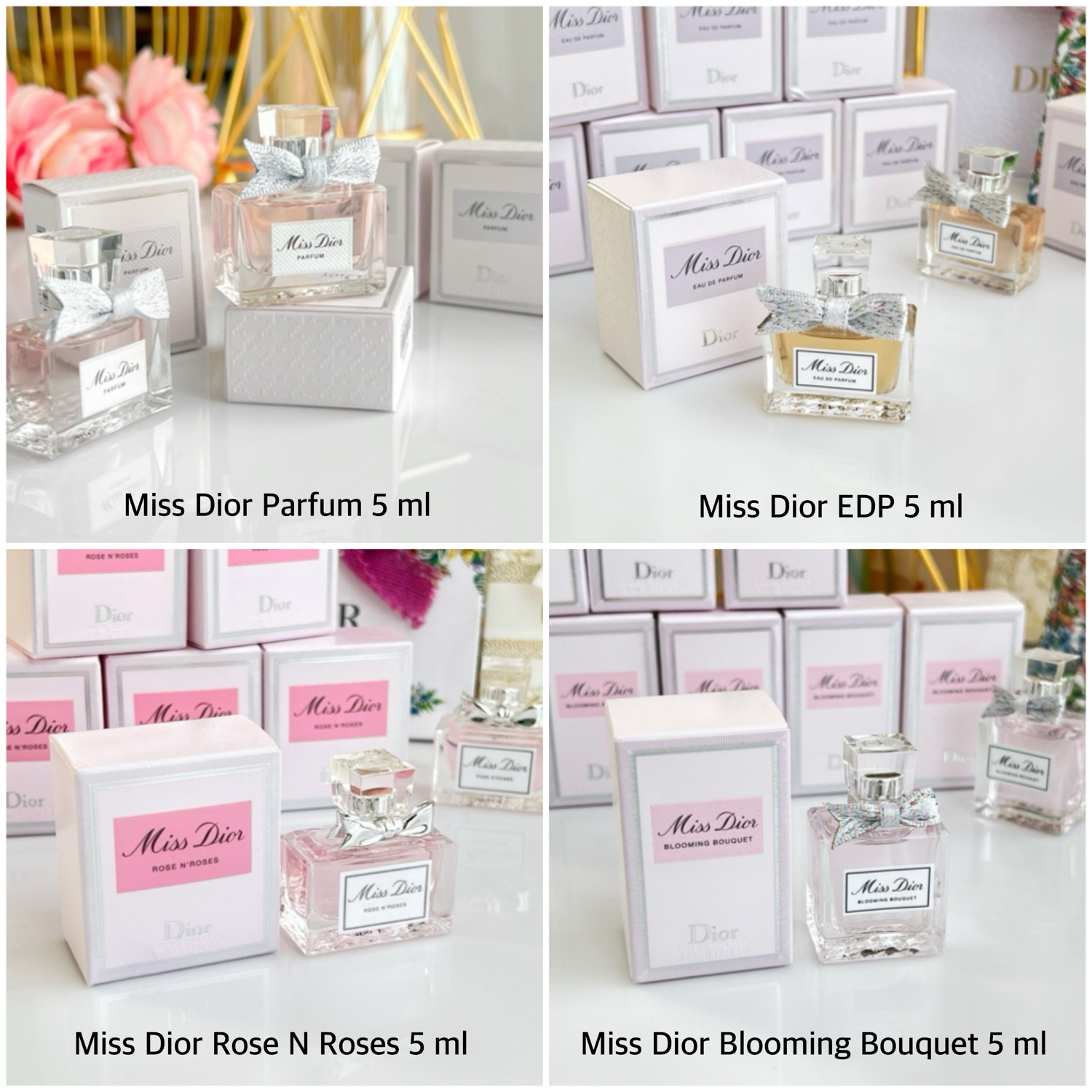 Dior Perfume & Lips Miniature Set With Case & Limited Bag ( 5 Items )