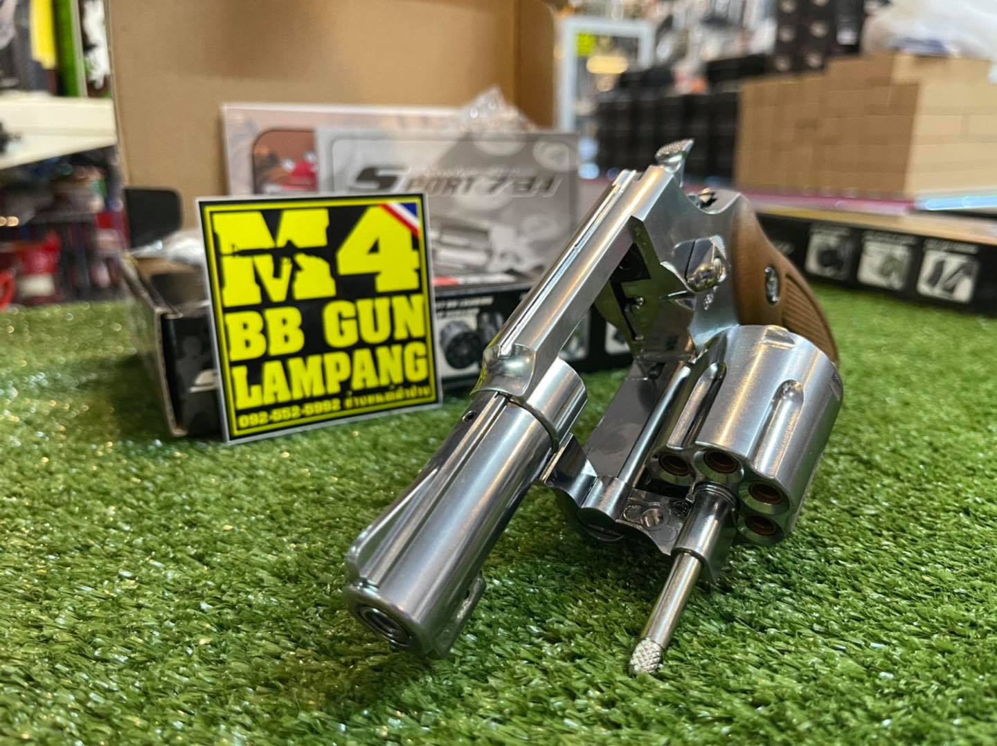 Wingun 731 2.5 นิ้ว ปืนลูกโม่ Co2 – สีเงินด้ามลายไม้