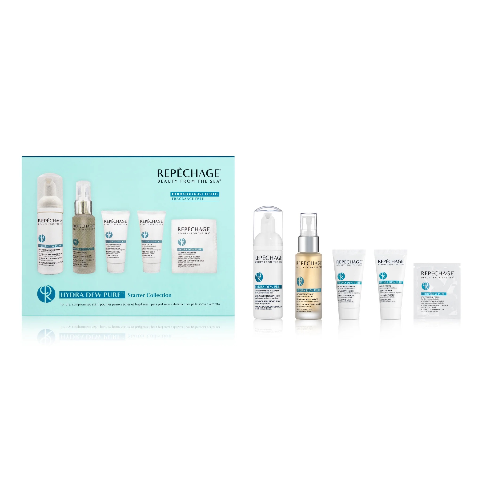 Repechage Hydra Dew Pure Starter Collection (Dry, Compromised Skin) เซ็ทบำรุงผิวขนาดทดลองสำหรับผิวผสมไปทางแห้ง 0 กก.