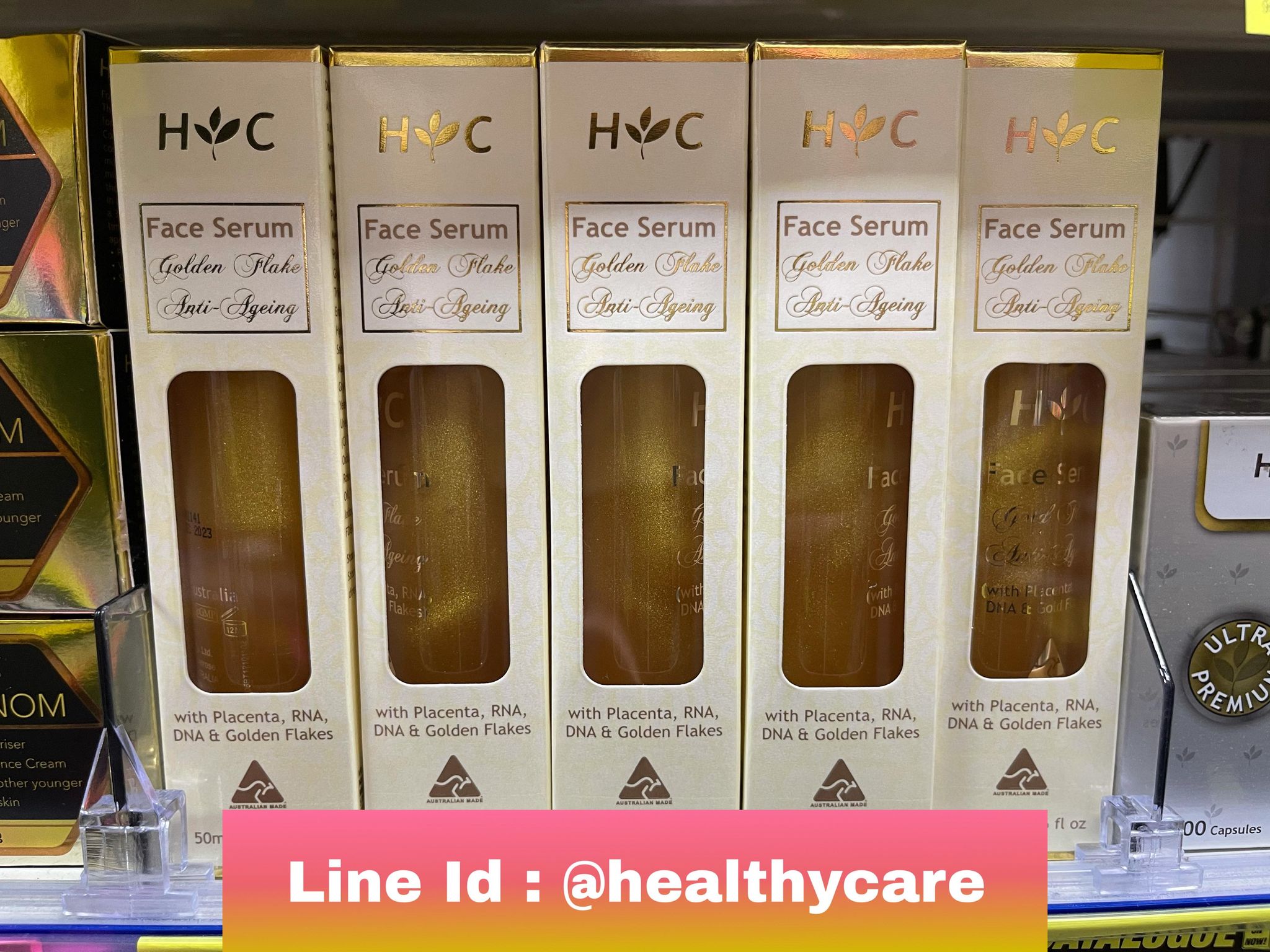 Anti Ageing Gold Flake Face Serum 50 ml. เซรั่มลดริ้วรอย รกแกะผสมทองคำ ขนาด 50 มิลลิกรัม