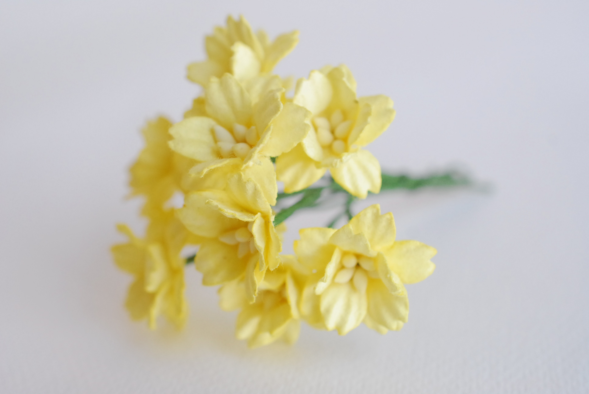 ดอกไม้กระดาษสา ดอกซากุระกระดาษ ขนาดเล็ก ดอกไม้กระดาษสาราคาส่ง ดอกไม้กระดาษสำหรับตกแต่งของชำร่วย งานแต่งงาน ทำช่อดอกไม้ติดอกเจ้าบ่าว ข้อมือดอกไม้เจ้าสาว ขนาด2.0 cm. 50 ดอก สีเหลือง Paper flowers supplies: DIY wedding tools small Cherry blossom (Sakura) 50