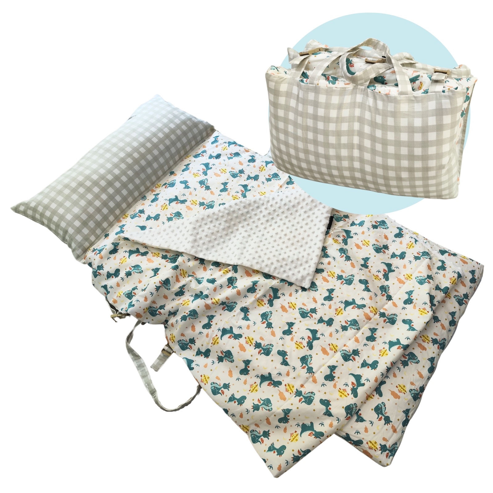 ที่นอนอนุบาลไส้กันน้ำ หมอนและที่นอนติดกัน ผ้าห่มแยก ถอดปลอกได้