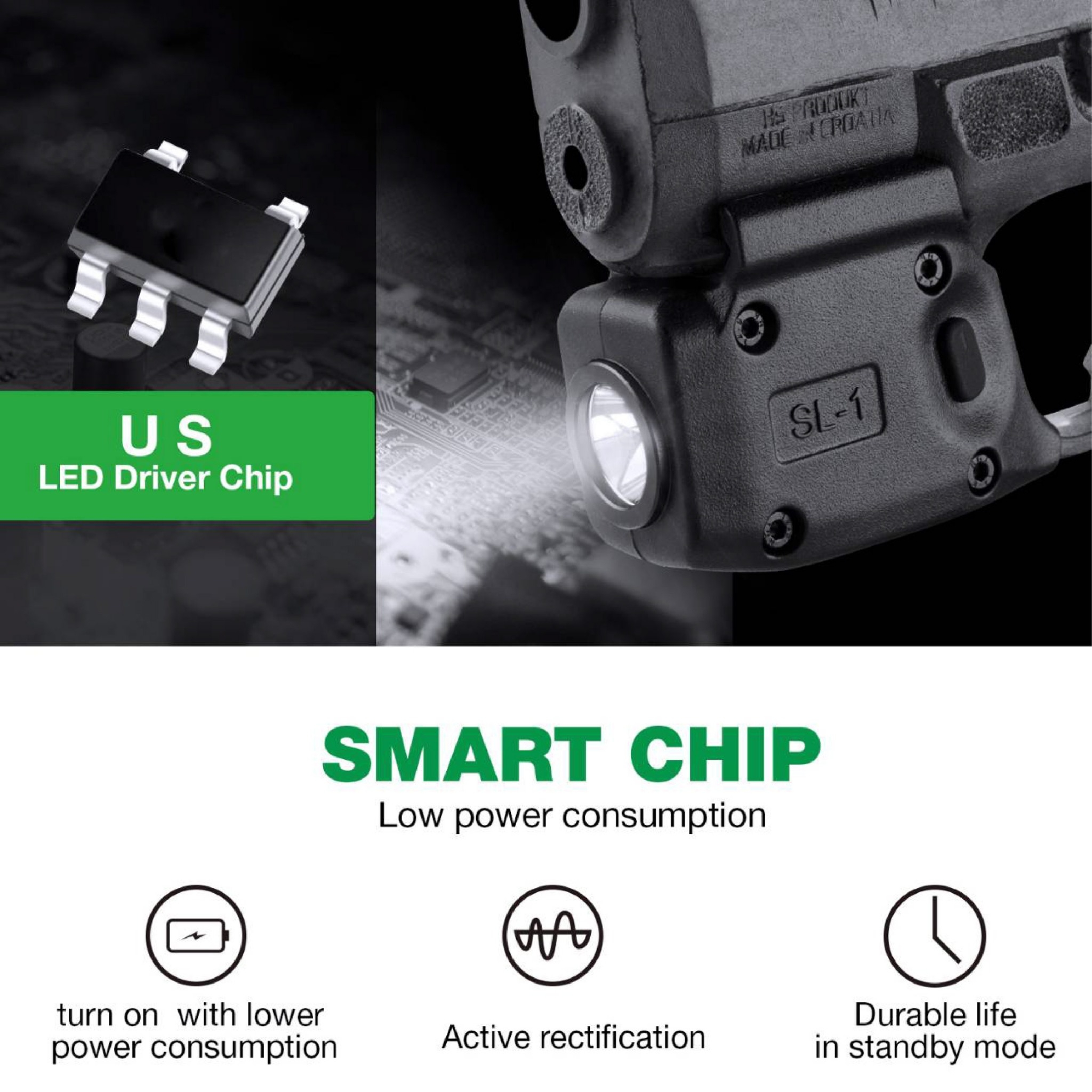 ไฟฉาย Warriorland SL-1 + ซองพกใน Kydex (Springfield Hellcat) (K2460)