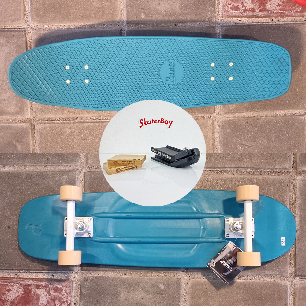 0202 สเก็ตบอร์ด Penny 32" street cruiser แปลง surfskate ใส่ Waterborne หลังไม้ Street surf skateboard