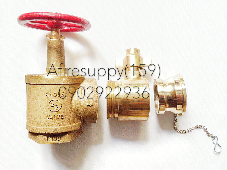 ข้อต่อดับเพลิง แองเกิ้ลวาล์ว ขนาด 2.5 นิ้ว แบบครบชุด วัสดุทองเหลือง