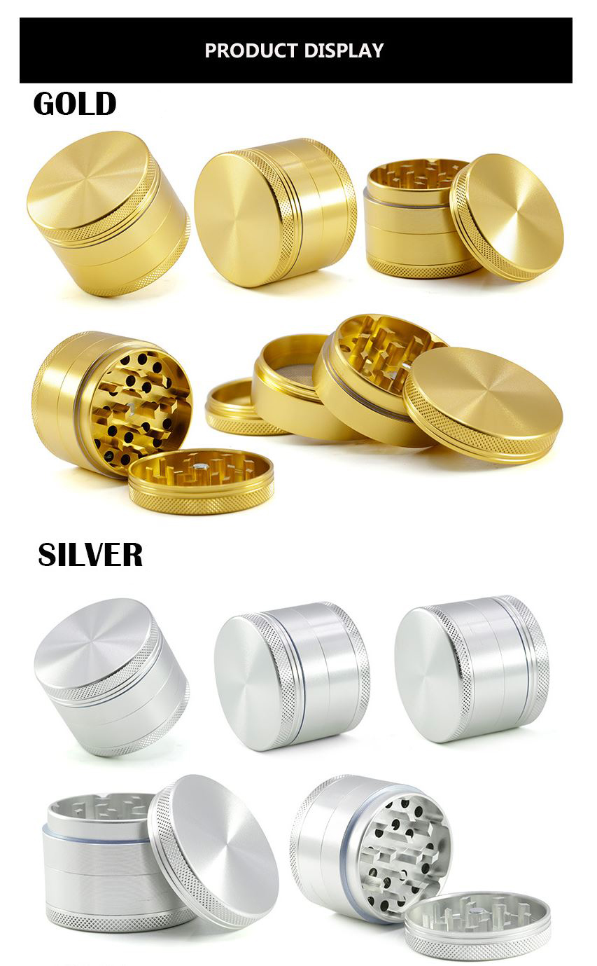 [1002] Grinder ขนาด 50x40mm 4ชั้น ฟันคม งานCNC ที่บดสมุนไพร เครื่องบดสมุนไพร บดกาแฟ ไกเดอร์บด