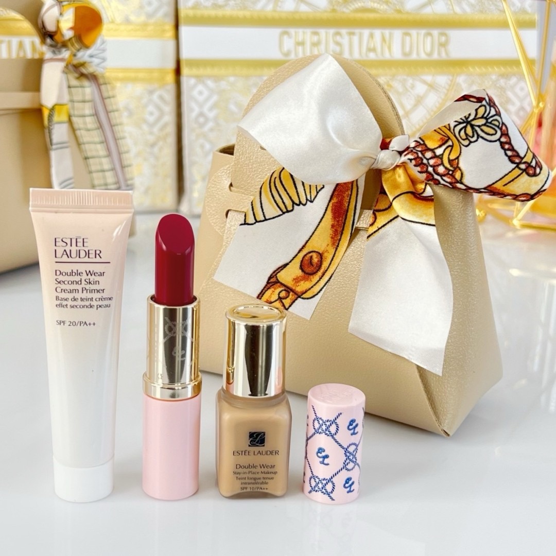 Estee Lauder Mini Gift Set 3 Items. ( Foundation Primer & Lipstick ) แถมฟรีกระเป๋า💗