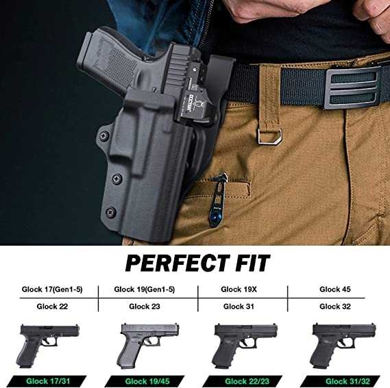 ซองพกนอกปลดนิ้วโป้ง KYDEX Glock 19/17/22/23/31/44/45 + เพลทต่ำ Warriorland (K0990)