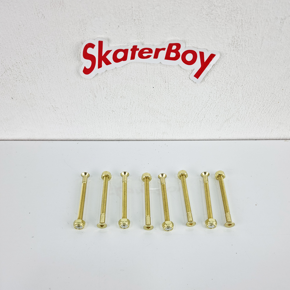[0309] น็อตทอง ยึดทรัคสเก็ตบอร์ด ยาว 29, 38, 44, 60mm มีบ่า ถนอมไม้ หัวหกเหลี่ยม ตัวผู้พร้อมตัวเมีย คือ1คู่