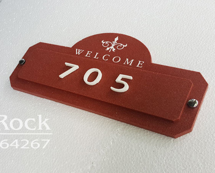 ป้ายบ้านเลขที่ ป้ายวินเทจสวยๆหินทรายสีแดงอิฐ Welcome Vintage