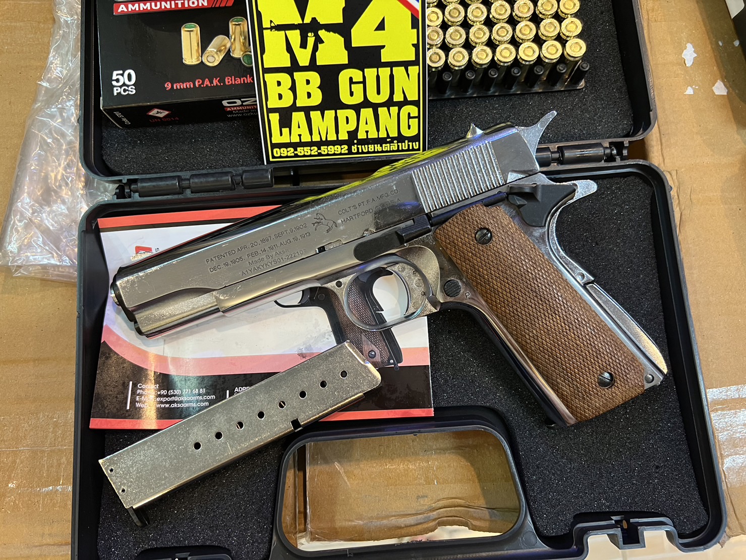 AKSA COLT 1911 ลาย 100 ปี สีเงินเงา