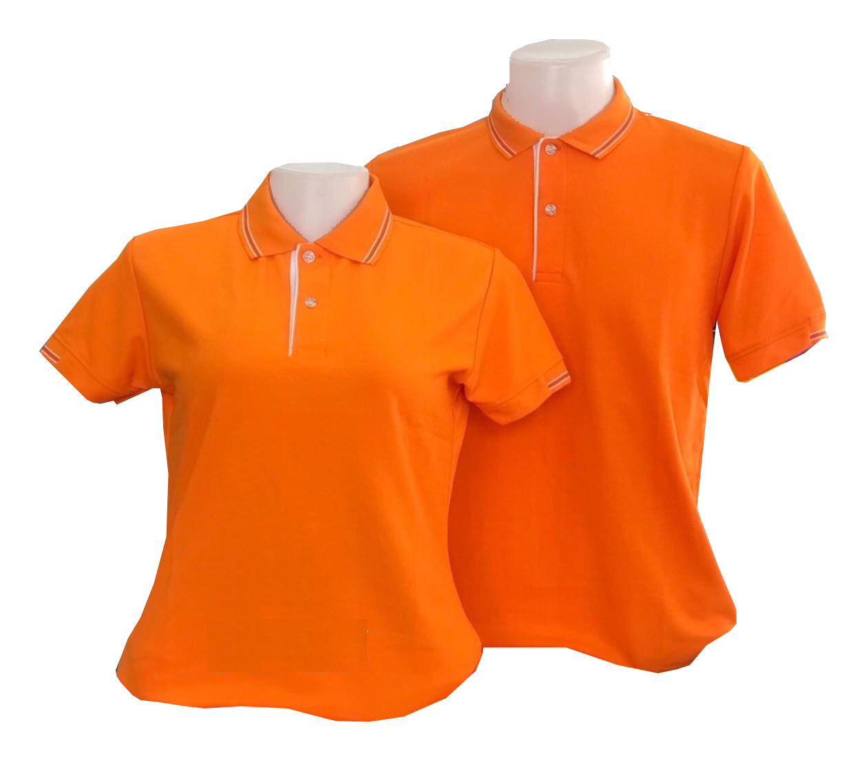 เสื้อโปโล สีส้ม ปก แขน ทอลายสีส้มสลับกับสีส้มเข้ม สีขาว