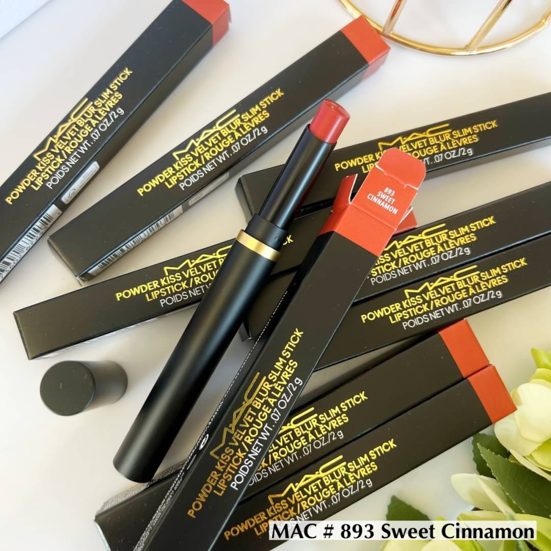 ลิปสติก MAC Powder Kiss Velvet Blur Slim Stick Lipsticks # 893 Sweet cinnamon
