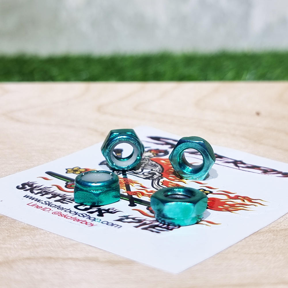 [0318] น็อตยึดล้อสเก็ตบอร์ดติดทรัค ตัวเมียแต่ง ชุบสีโลหะเงา 5สี E-Coating nut carbon steel