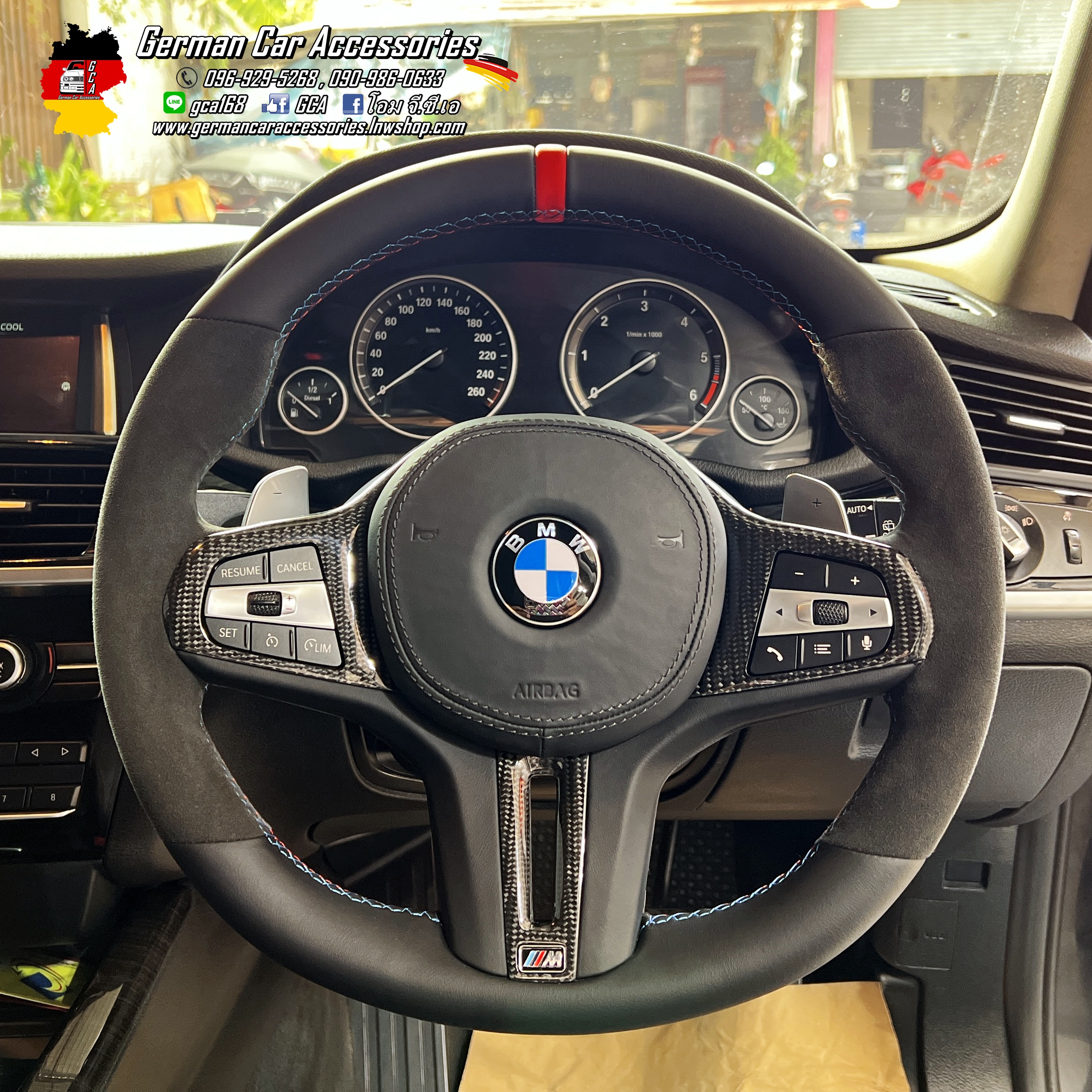 พวงมาลัยทรงG หนังAlcantara+Trim Carbon+Paddle Shift F34
