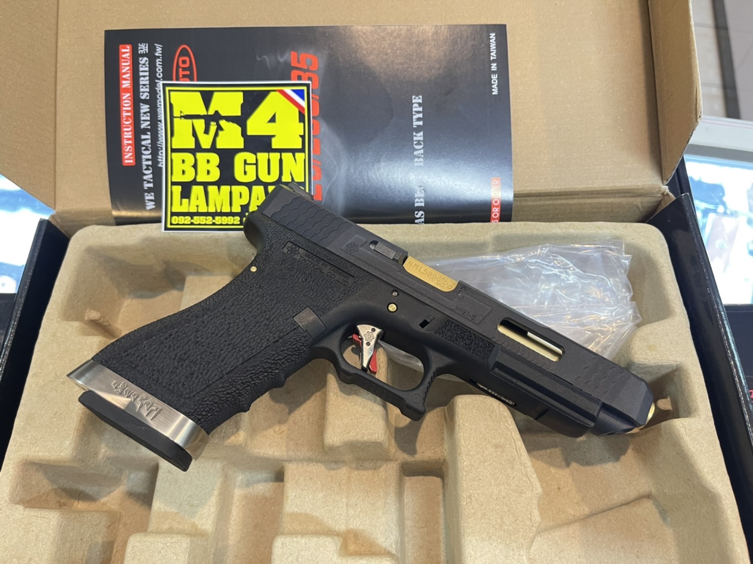 WE - Glock 34 G-Force T1 เฟรมดำ สไลด์ดำ ท่อเงิน