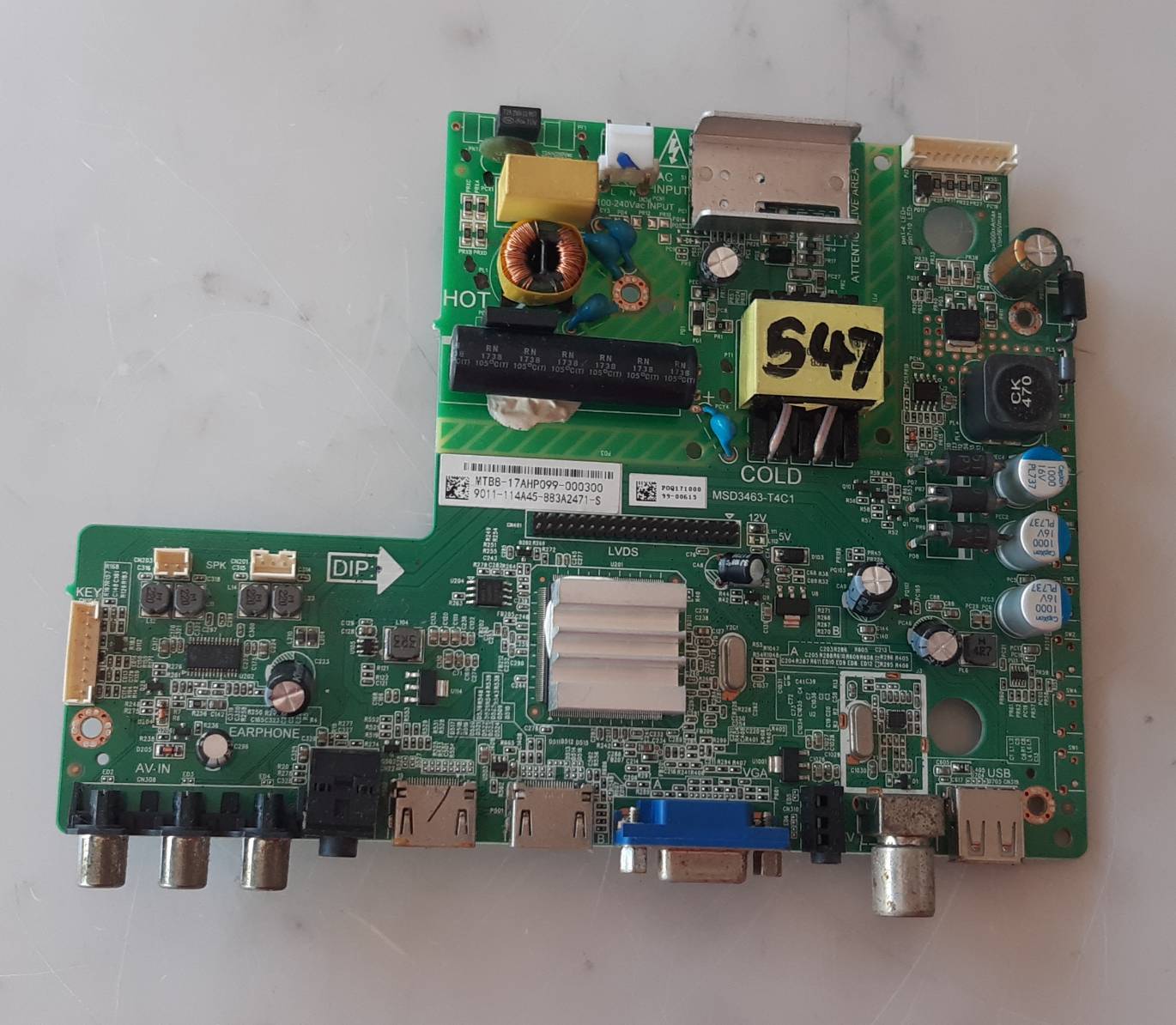 อันที่ 547 PHILIPS 40PFT5201 ซีสเตร็ม MSD3463-T4C1 MTB8-17AHP099-000300 ดีเทสแล้ว