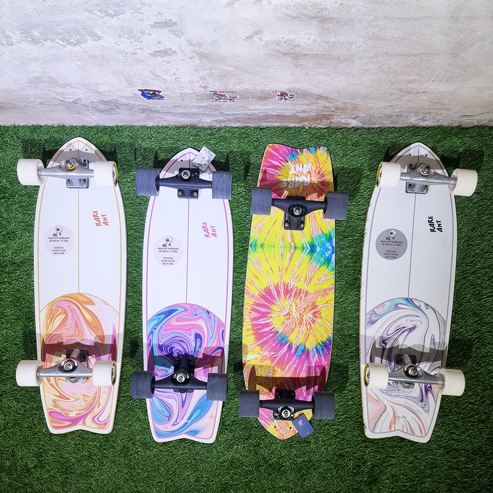 0202 RareAnt Surf skate บอร์ด 31x9.5นิ้ว ล้อ 65mm ทรัค CX4 setting ดี งานสวย ปริ้นลายลงผ้า