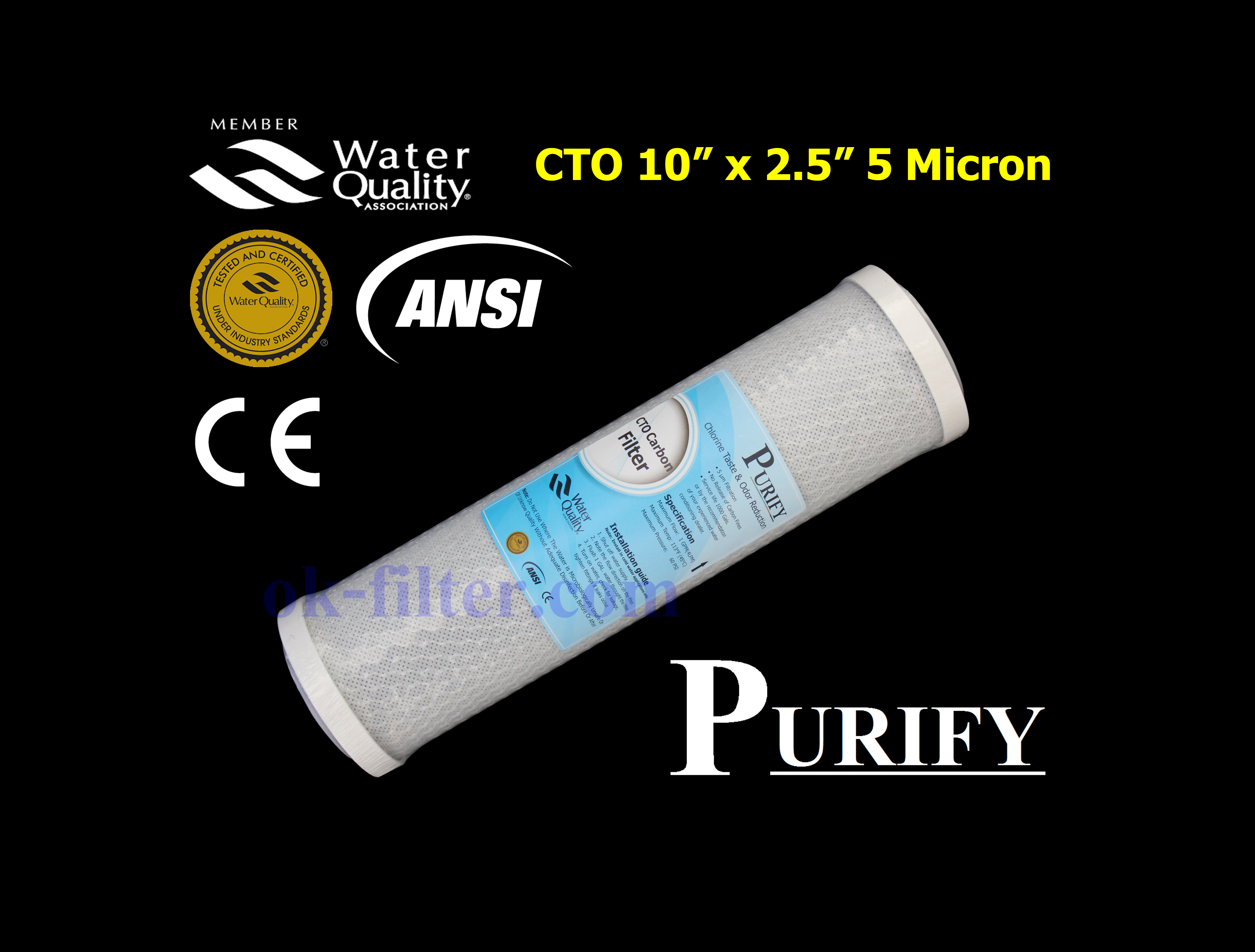 ไส้กรองน้ำ Carbon 10 นิ้ว x 2.5 นิ้ว 5 ไมครอน PURIFY