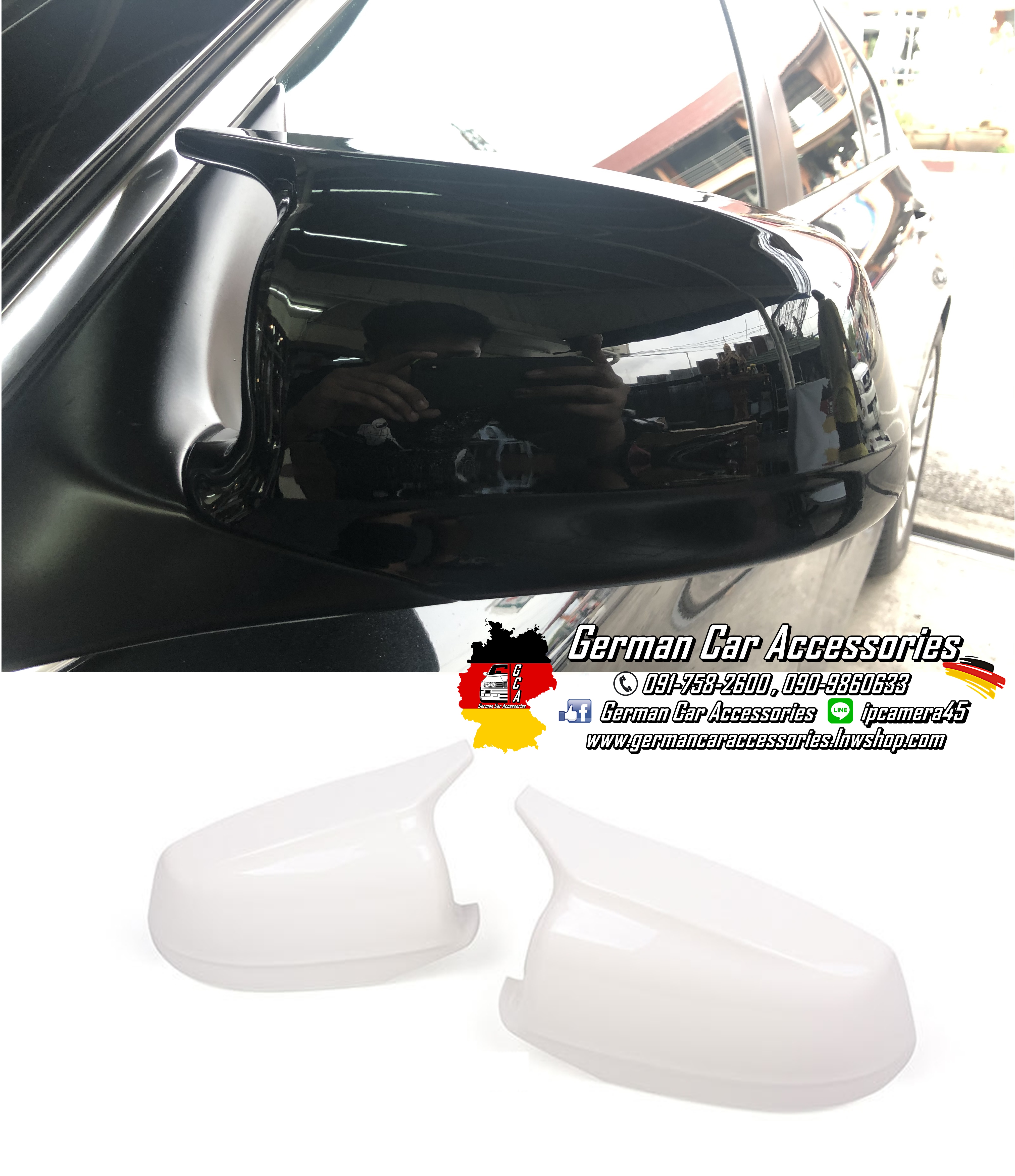 กรอบกระจกสีขาว BMW F10 Pre-LCI ทรงM (แบบเปลี่ยน)